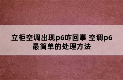 立柜空调出现p6咋回事 空调p6最简单的处理方法